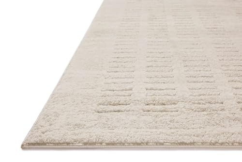 Ivory Beige 4x6 Accent Rug with High-Low Texture - Modern Geometric Design