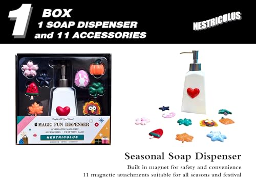 Seasonal Soap Dispenser with Interchangeable Magnets - Silver - Farmhouse Decor