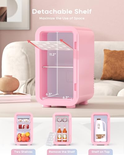 Pink Mini Fridge 6L for Skincare, Cosmetics & Drinks - Portable Cool & Warm