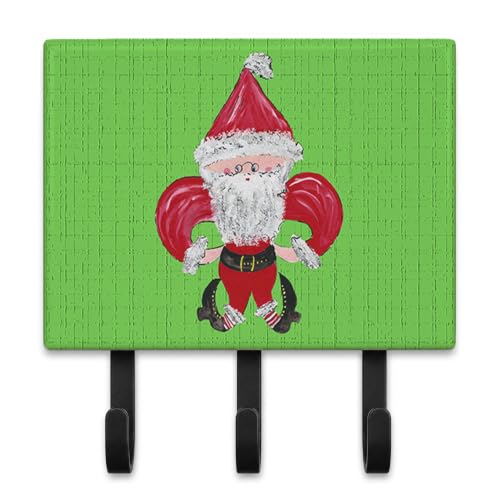 Caroline's Treasures 8500TH68 Christmas Fleur de Lis Santa Leash or Key Holder – Wall Mount Coat Rack