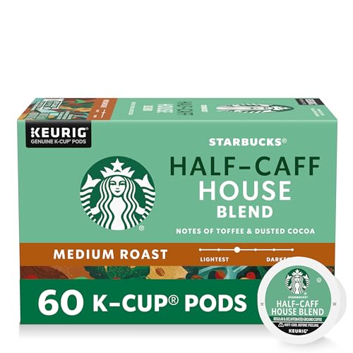 Starbucks Half-Caff House Blend K-Cup Coffee Pods - 10 Count Pack of 6