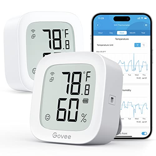 Govee WiFi Thermometer Hygrometer 2 Pack with Electronic Ink Display, Accurate Temperature & Humidity Monitoring