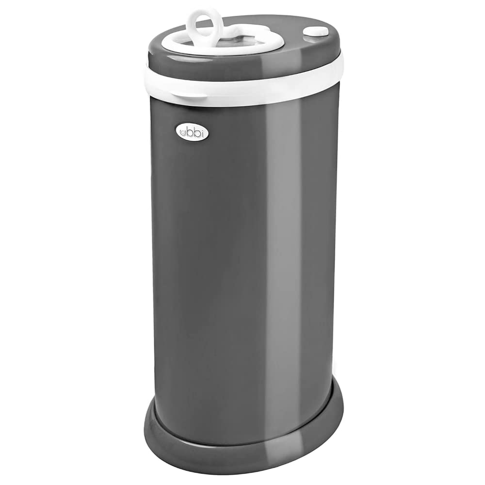 Ubbi Steel Diaper Pail - Odor Locking Design | No Special Bag Required | Award-Winning Slate Color
