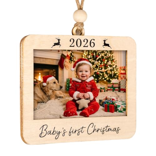 KINGDUHU Baby's First Christmas Horizontal Photo Ornament - Family Keepsake