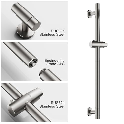 Adjustable Shower Slide Bar with Handheld Head & Hose - Brushed Nickel