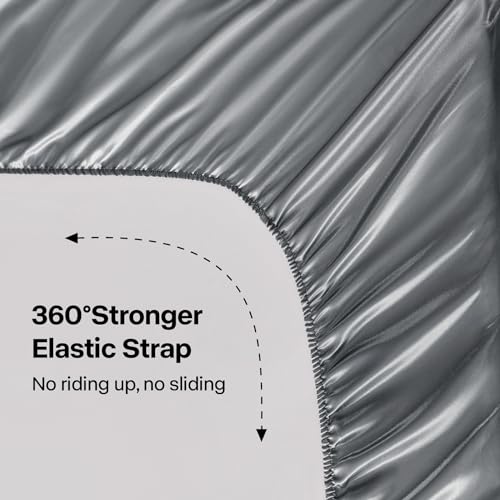 Satin Bed Sheets Set King Size - Dark Grey, 4 Pieces - Luxury Bedding