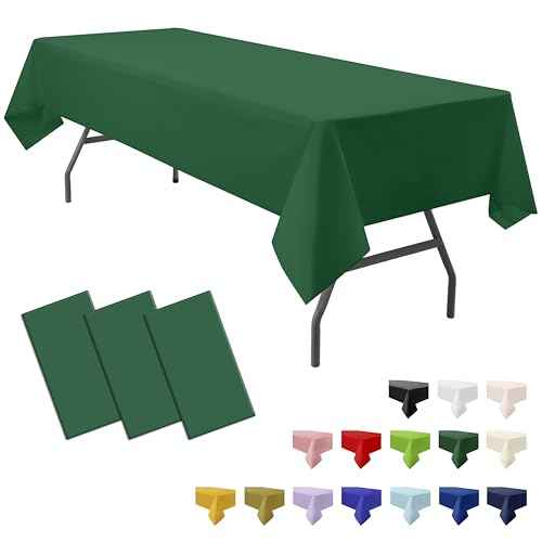 3-Pack Premium Plastic Dark Forest Green Tablecloth Disposable 54 x 108 Inch. Rectangle Table Cover Party Hunter Jungle Green Table Cloths for Parties Birthday Wedding Christmas Banquet