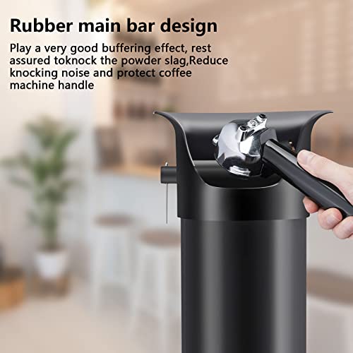 Black Espresso Coffee Knock Box - Commercial Standing Grounds Container with Garbage Bags & Towels