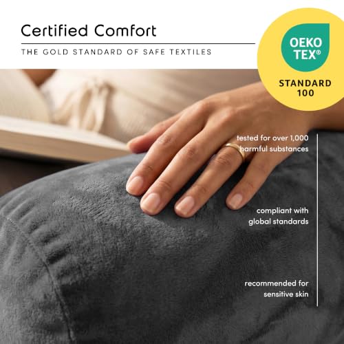 Nestl 18-Inch Reading Pillow with Memory Foam Support, Dark Grey – Bed & Couch Backrest