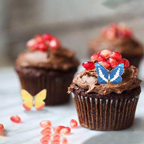 Garneck 40pcs Edible Butterflies Edible Cupcake Toppers,Butterfly Rice Paper Cake & Cupcake Toppers Christmas Birthday Wedding Party Food Decoration(Assorted Pattern)