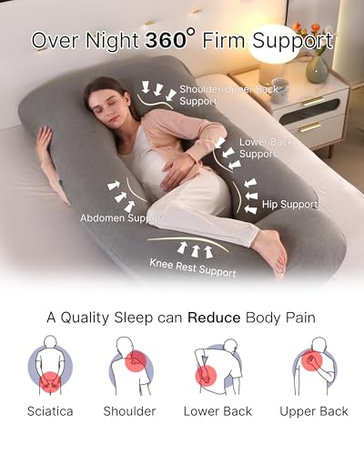 ALLOPERA Full Body Pregnancy Pillow 57 Inch with Cooling Cover - Maternity Support Cushion
