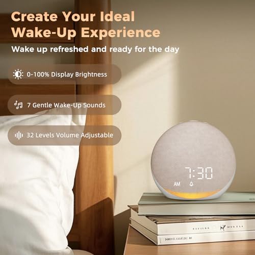 Acedeck Putty Sound Machine Alarm Clock with 25 Sleep Sounds & Night Light