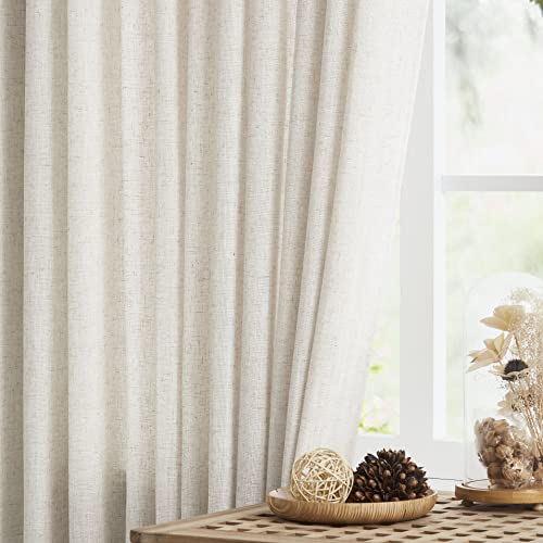 Vision Home Natural Linen Pinch Pleated Semi-Sheer Curtains 42x84 Inches Pack of 2