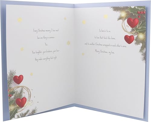 Wife Christmas Card - Gold Foil Double-Layer Holiday Greeting with Envelope & Seal