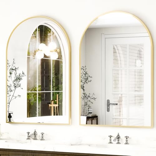 Gold Arched Wall Mirror 30x40 Inches - Elegant Bathroom Vanity Mirror - Variation: Gold-1pcs