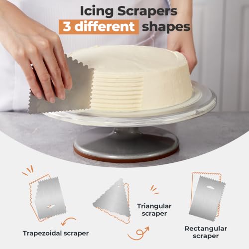 Kootek Aluminum Cake Decorating Kit with Turntable & Piping Tips for Baking