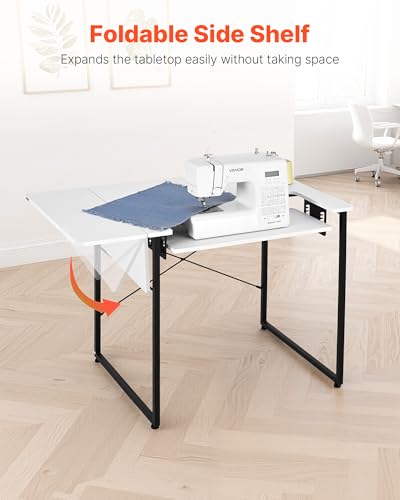 VEVOR Multipurpose Sewing Table 41.14 x 23.62 inches with Storage & Foldable Side Shelf