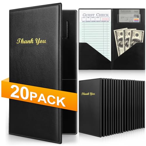 ZENOWICK 20 Pcs Restaurant Check Presenters, Durable Waterproof Server Books