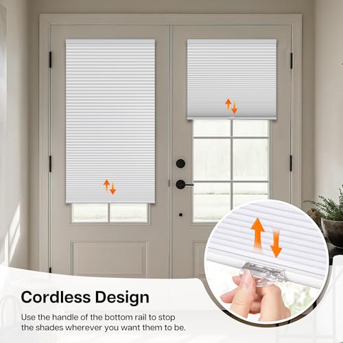 LazBlinds No-Drill Cordless Blackout Cellular Shade for Doors 22x78 White