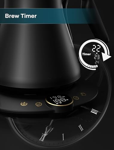 Intasting Ebony Black Gooseneck Electric Kettle 0.9L with ±1℉ Temp Control