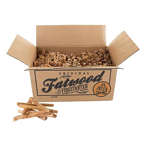 25lb Bulk Firewood Fire Starter Sticks - All-Natural Pine Kindling for Fireplace, Campfire, Grill