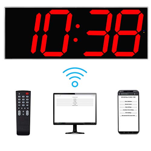 West Ocean Large Red WiFi Digital Wall Clock 6-inch LED Countdown & DST