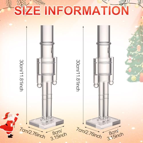 Thyle 2 Pack Clear 12 Inch Christmas Acrylic Nutcrackers (Nutcracker Set)