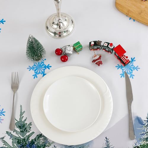 Cusugbaso 60x84 Inch Water-Resistant Christmas Tablecloth - White, Rectangular