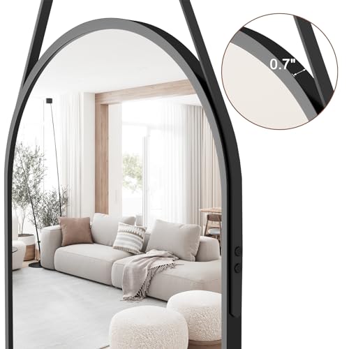Oval Wall Mounted Full Length Mirror 48x16 Inches - Black - Variation of THIS listing