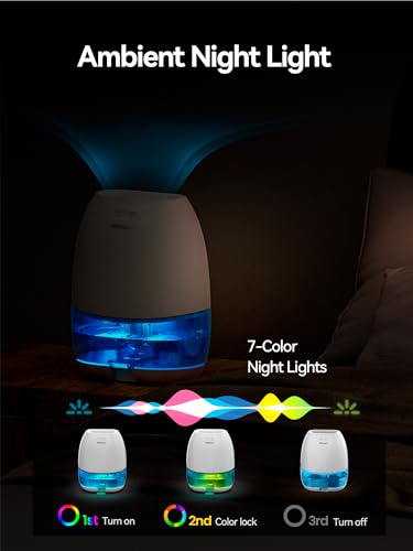 Small Dehumidifier for Home & Bedroom, Auto Shut Off, 34 OZ, White - Portable Moisture Absorber