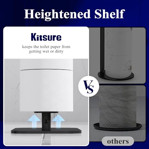 Kitsure Black Metal Free Standing Toilet Paper Holder Set - Medium, 2 Pack