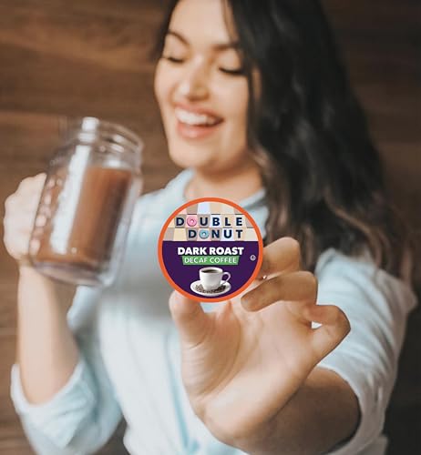 Double Donut Decaf Dark Roast Coffee Pods 80 Count - Extra Bold, Recyclable K-Cups for Keurig