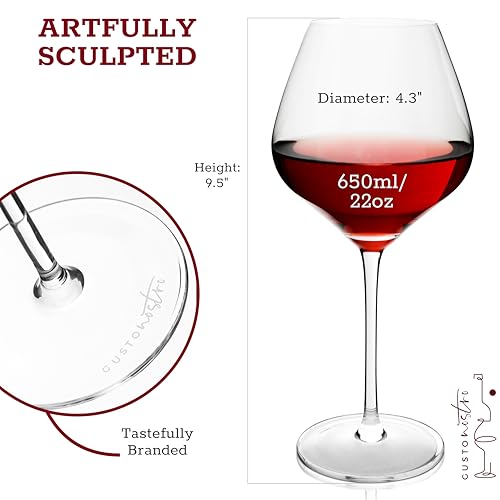 Set of 6 Crystal Wine Glasses - 22 Oz Long Stem Modern Glasses for Red & White Wine - Dishwasher Safe - Elegant Large Tall Glasses - Variation of THIS listing