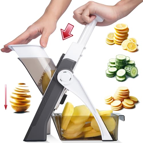 ONCE FOR ALL Gray Mandoline Slicer for Vegetables & Potatoes, Adjustable Thickness