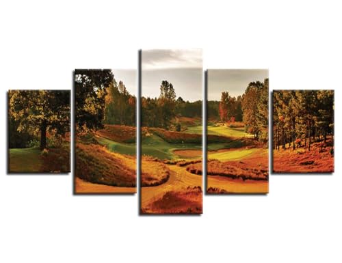 North Carolina Golf Course Wall Art Tobacco Road Golf Club Canvas Print for Living Room Picture Frame Golfing Artwork Wall Decor Holiday Gift Painting Poster Home Decoration(60''Wx32''H)