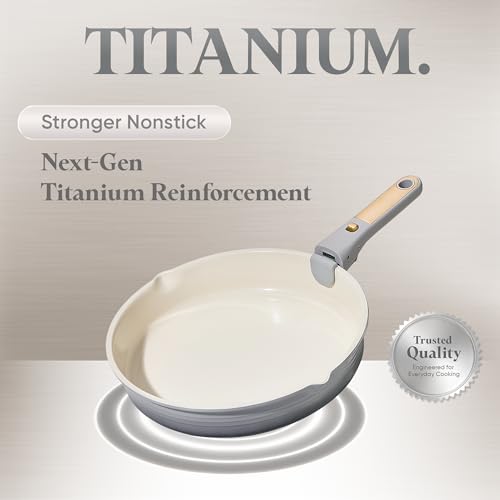 CAROTE 20pcs Titanium Cookware Set with Detachable Handles - Gradient Grey