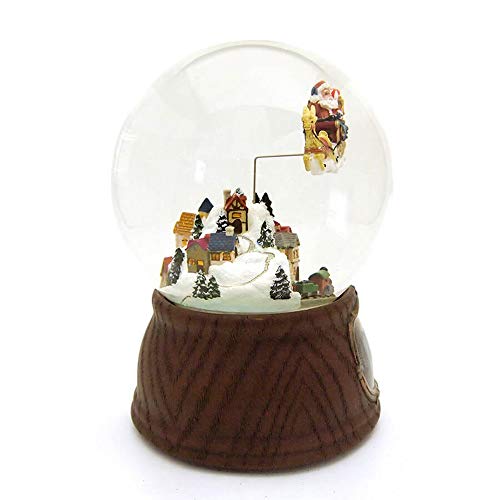 6.25in Brown & White Santa with Train Snow Globe - Musical Christmas Figurine