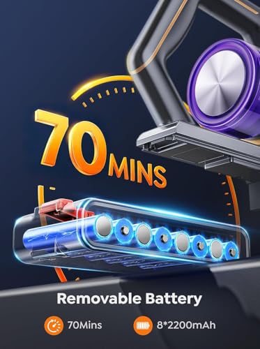 Cordless Stick Vacuum Cleaner with Auto Mode, 55KPa Suction, 70-Minute Runtime
