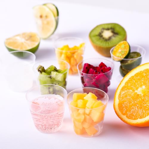 JOLLY CHEF 1000 Pack 1 oz Clear Disposable Plastic Shot Glasses - Tasting Cups
