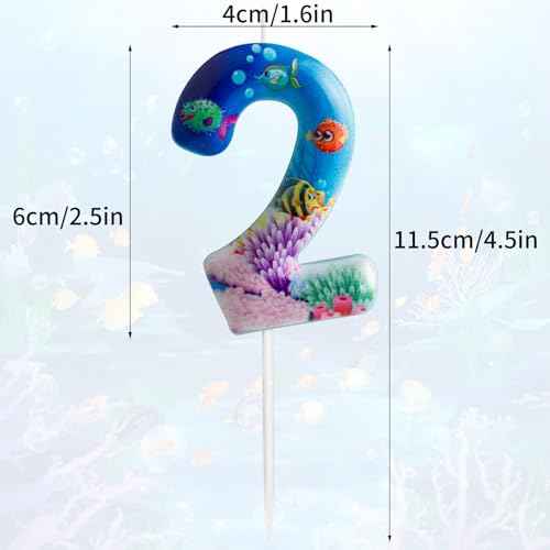 Sea World Birthday Candles Number 3 Blue Sea World Theme 3rd Birthday Party for Girl Boy Birthday Cake Topper Graduation Celebration Anniversary Decorations