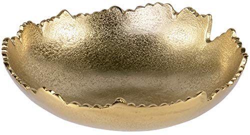 Gold Moon Decorative Bowl - 8.75-Inch Hammered Metal Centerpiece with Sculpted Edges