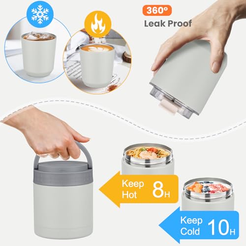 Gray Large Bento Lunch Box Set for Adults & Kids with Soup Thermo & Tumbler