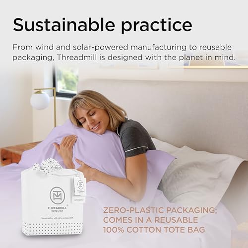 Threadmill 800TC Cotton Twin Sheet Set Lilac Solid Sateen Bed Linens