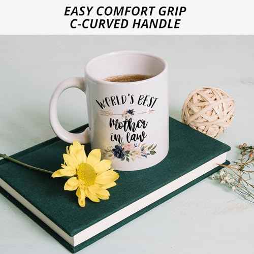 Mother in Law Mug, Mother in Law Coffee Cups Ceramic, World's Best Mother in Law Coffee Mug, Gifts for Mother in Law Christmas, Mother in Law Coffee Mug Gifts from Daughter in Law