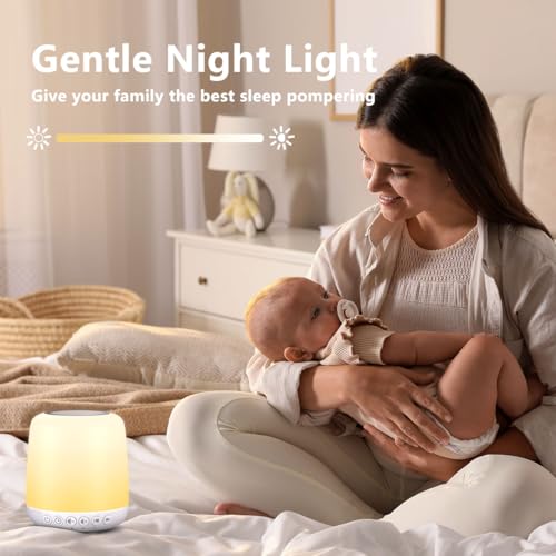 Easysleep White Noise Sound Machine for Sleep - Milky White, 30 Soothing Sounds, Night Light & App Control