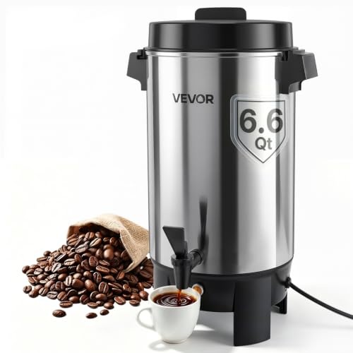 40-Cup Commercial Coffee Urn - 6.3 Qt Hot Beverage Dispenser, 1090W