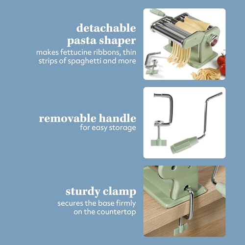 Manual Pasta Maker Machine with Rollers & Cutters for Spaghetti & Fettuccini