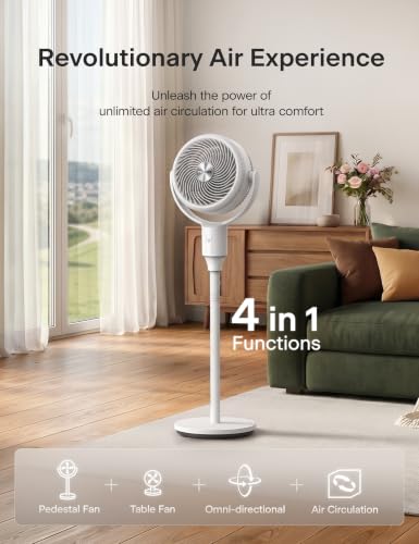 Pelonis Omni-Directional Air Circulator Fan with Remote Control - White