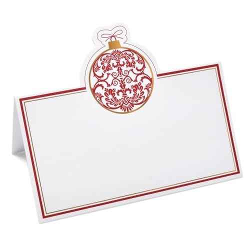 Gift Boutique 100 Pack Christmas Place Cards Holiday Seating Name Card Die Cut Xmas Ornement Bell Table Setting Folded Paper Tent Cards for Dinner Wedding Tables Placement Party Decorations 2" x 3.5"