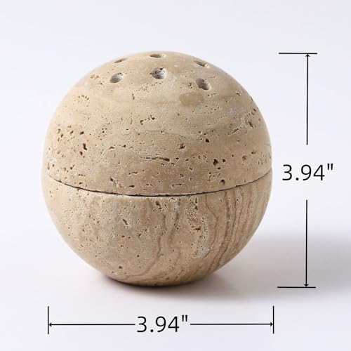 Natural Travertine Stone Incense Burner with Brass Insert - Light Beige Handmade Home Decor & Relaxation